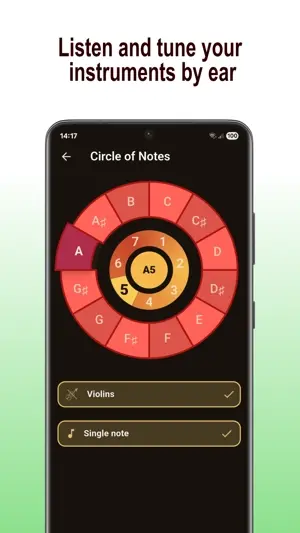 Fine Tuner guitar tuning selection with standard and alternative tunings