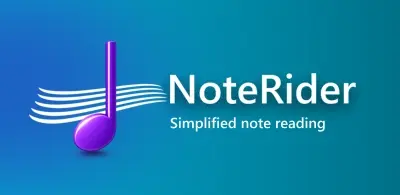 NoteRider app preview showing note reading exercises