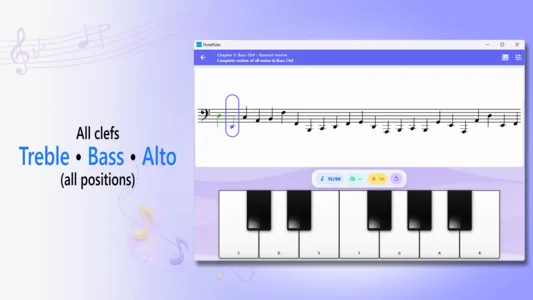 NoteRider Windows screenshot showing progression settings
