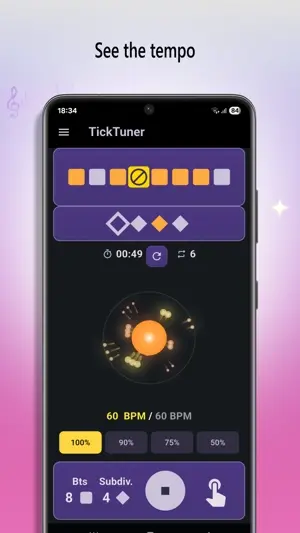 TickTuner Android visual metronome settings