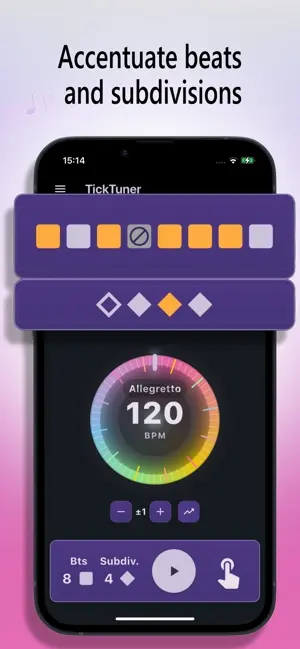 TickTuner iOS tempo wheel for quick rhythm adjustment
