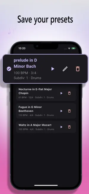 TickTuner iOS beat and accent customization interface