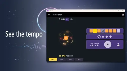 TickTuner Windows visual tempo indicators and settings